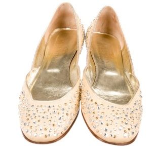 VALENTINO Embellished Raffia Flats
